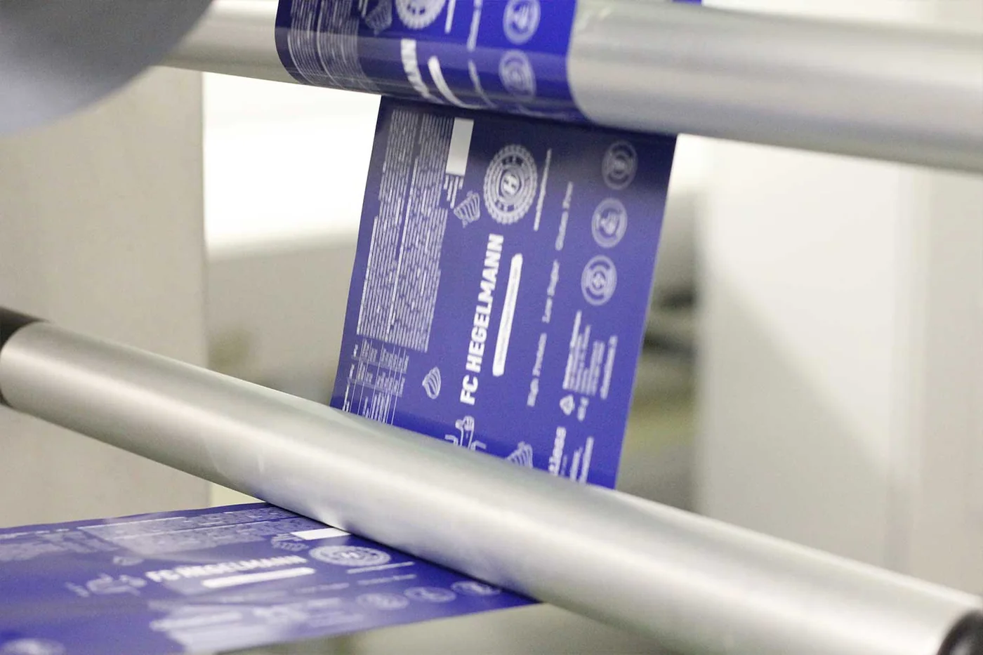 Client label film on the production line