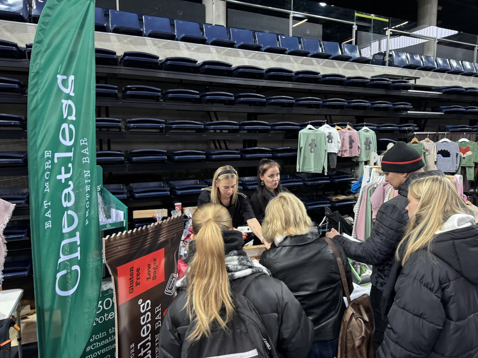 Cheatless flag at an event in a sports arena