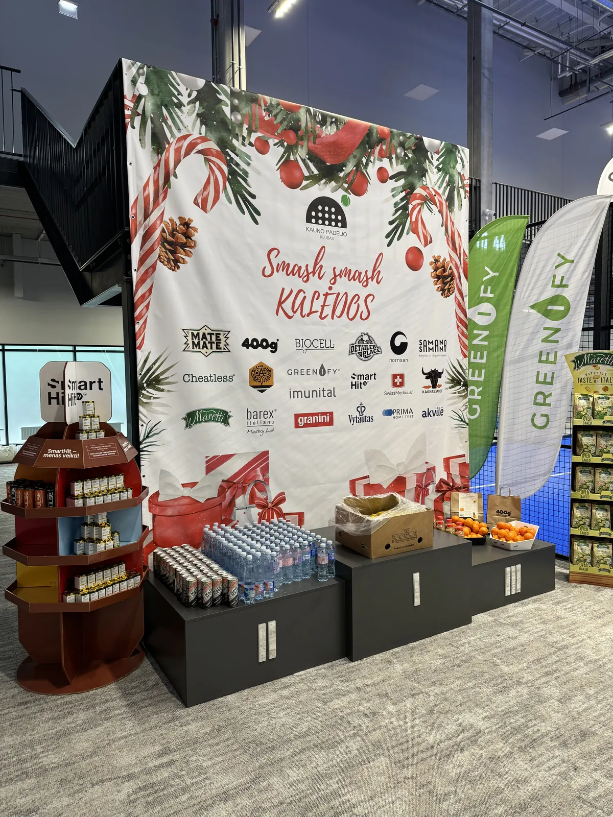 Sponsor booth at a Christmas event
