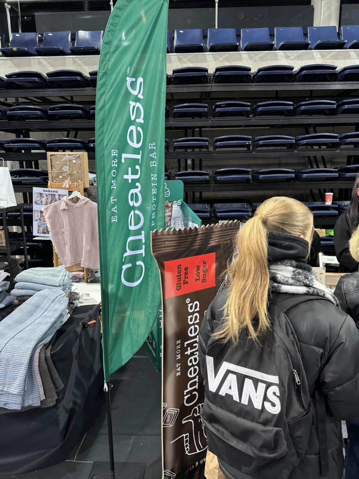 Cheatless flag in a crowd of event visitors