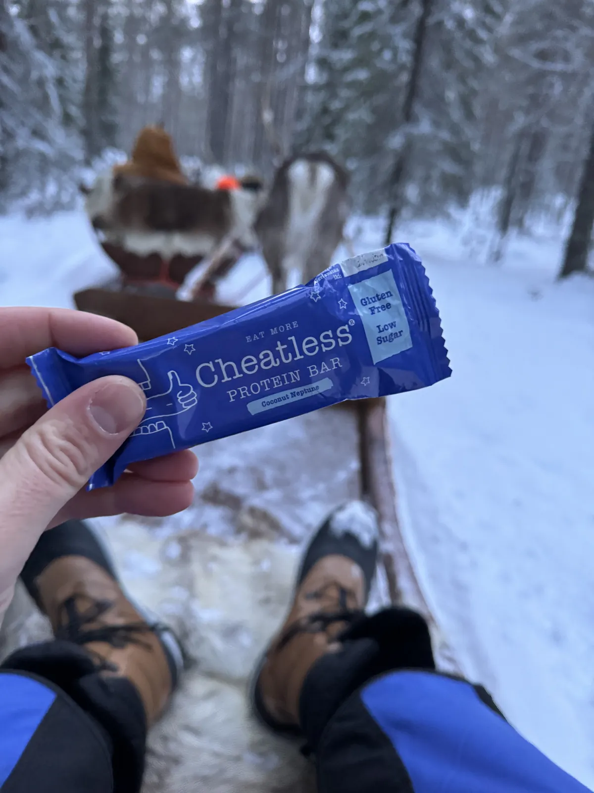 Cheatless bar on a sledding trip through the snow